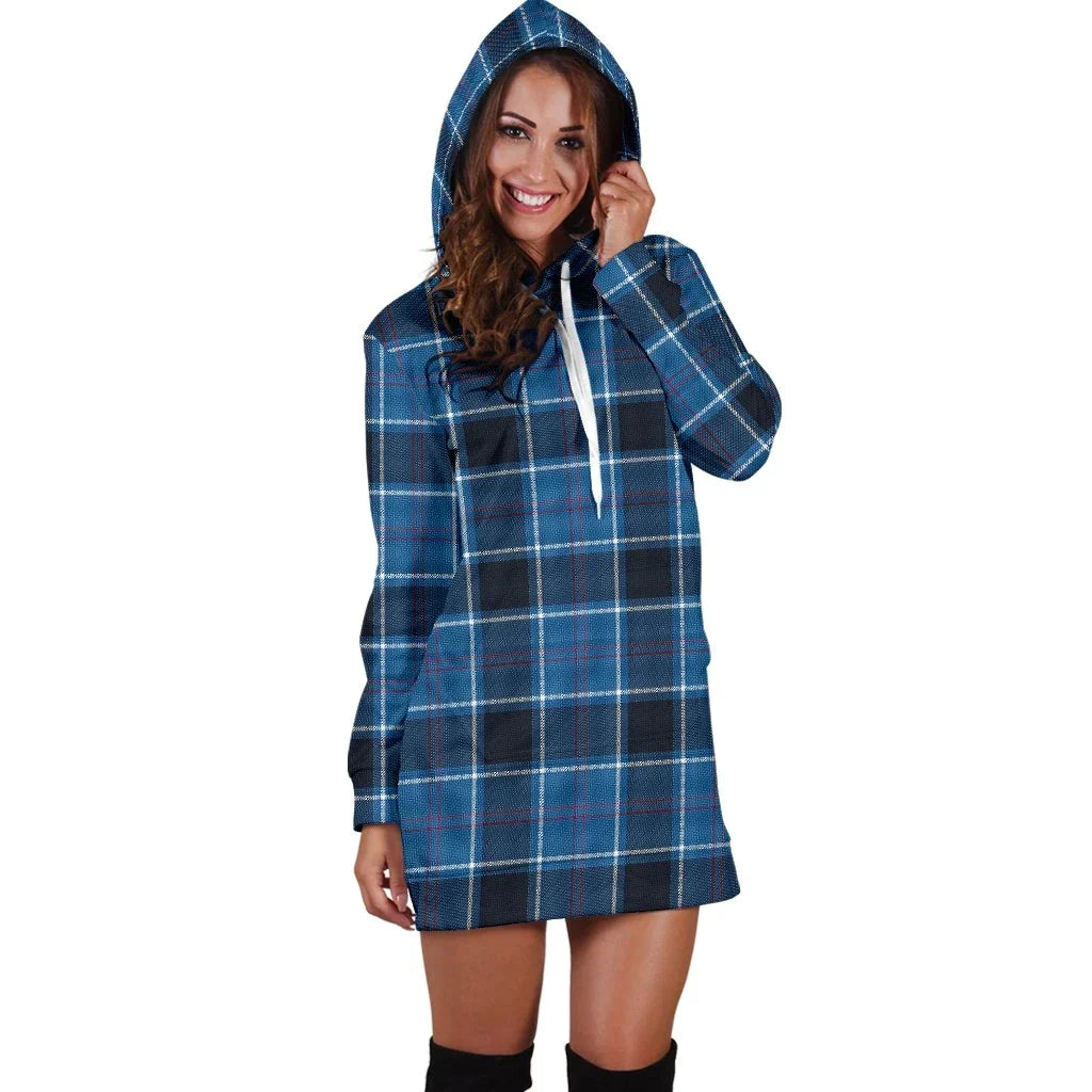 US Navy Tartan Plaid Hoodie Dress