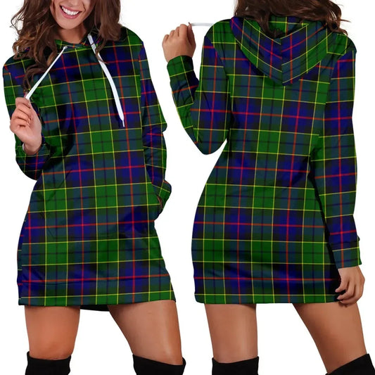 Forsyth Modern Tartan Plaid Hoodie Dress