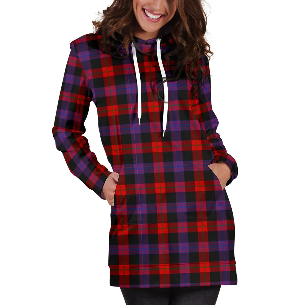 Brown Modern Tartan Plaid Hoodie Dress