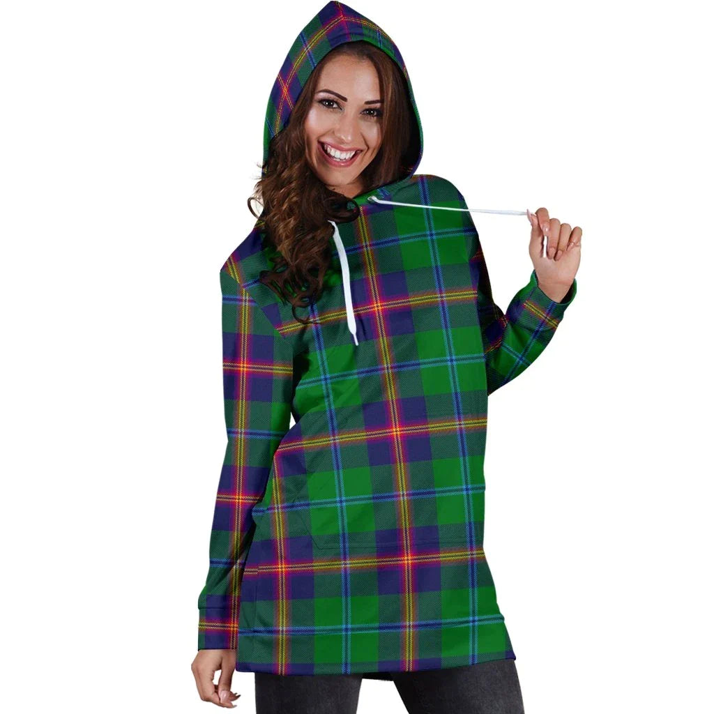 Young Modern Tartan Plaid Hoodie Dress