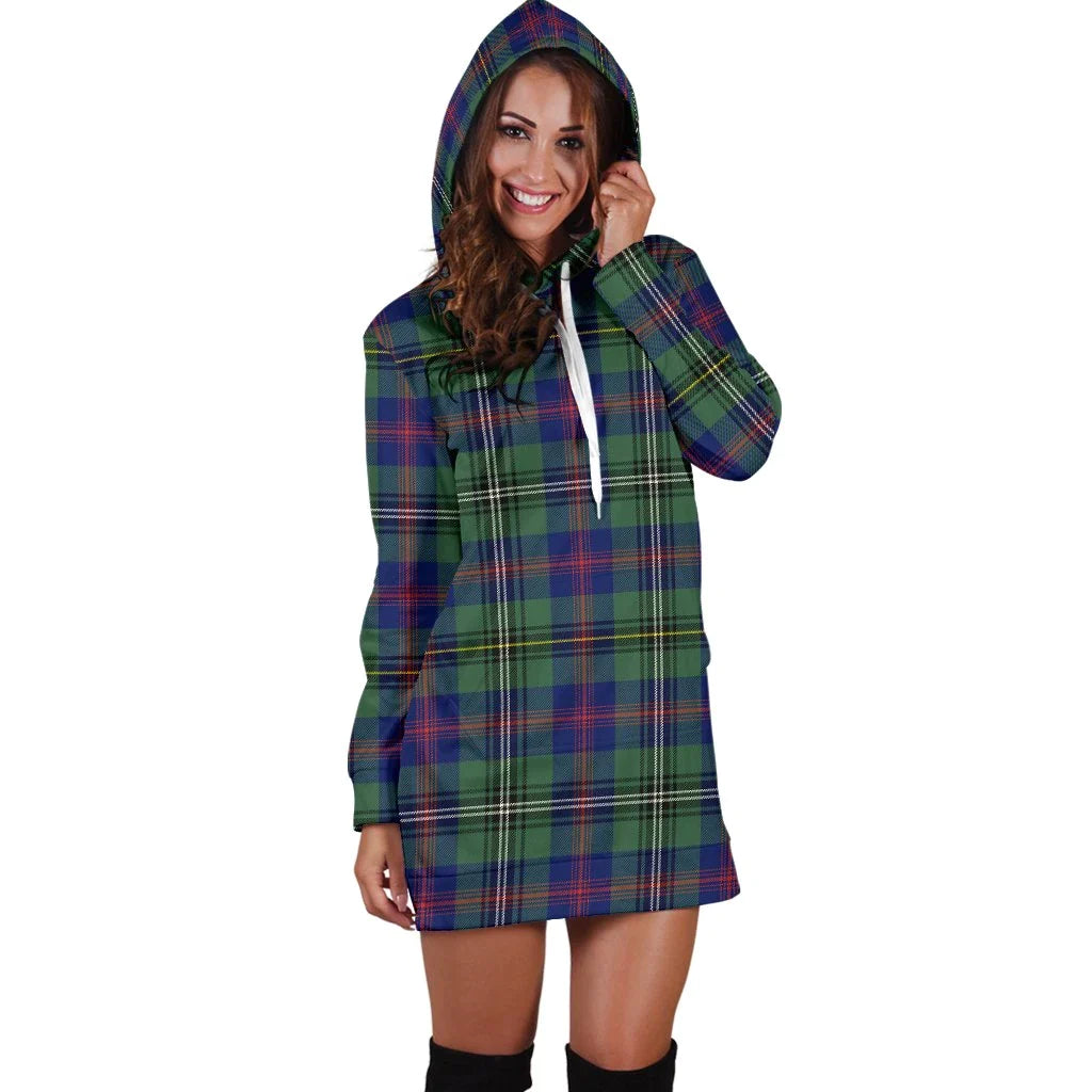 Wood Modern Tartan Plaid Hoodie Dress