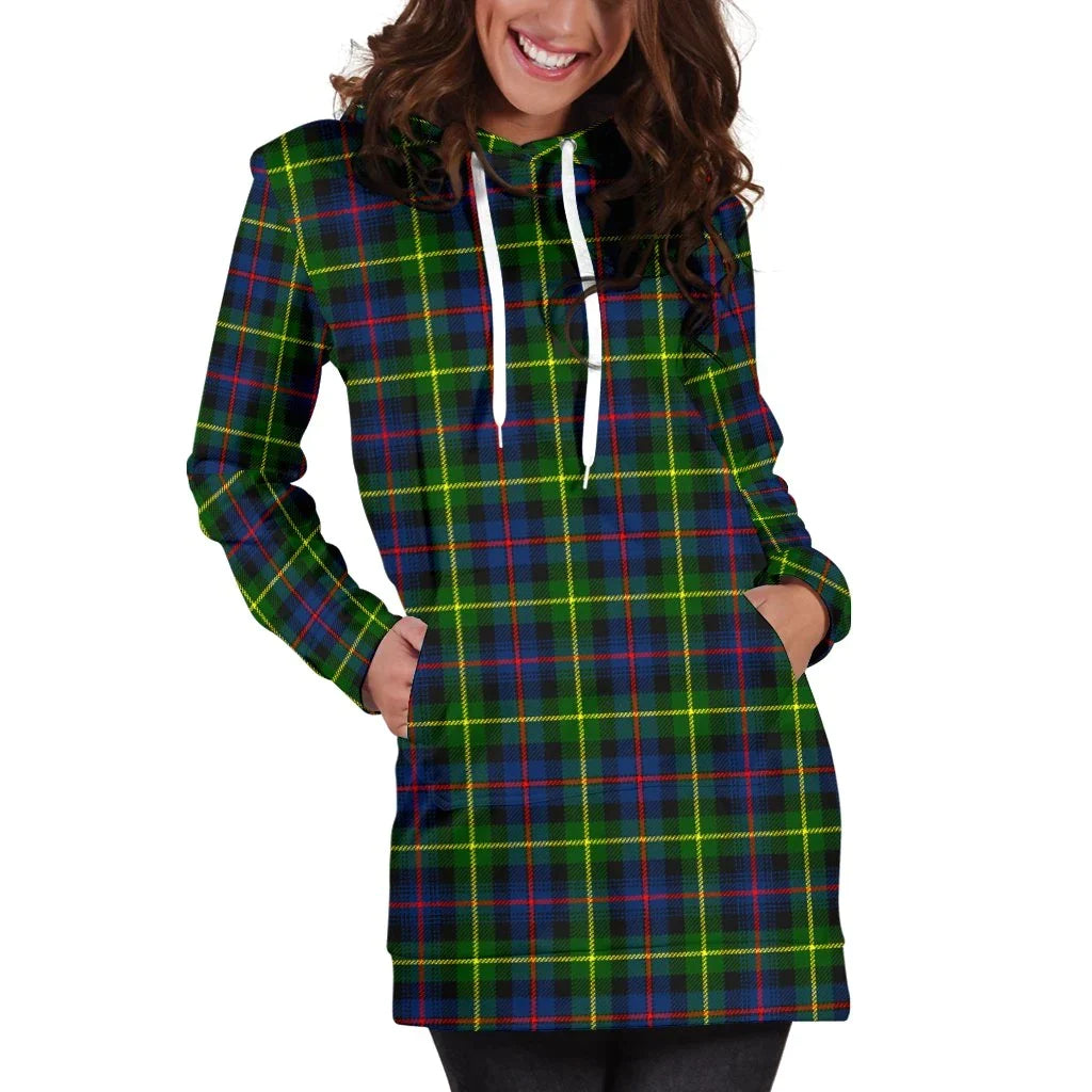 Farquharson Modern Tartan Plaid Hoodie Dress