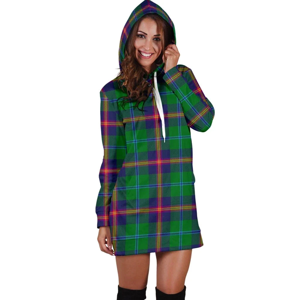 Young Modern Tartan Plaid Hoodie Dress