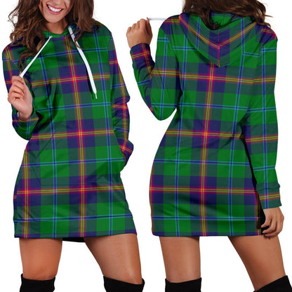 Young Modern Tartan Plaid Hoodie Dress