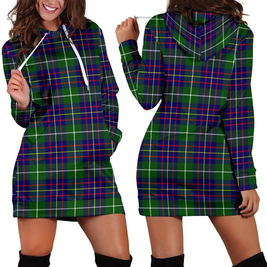 Inglis Modern Tartan Plaid Hoodie Dress