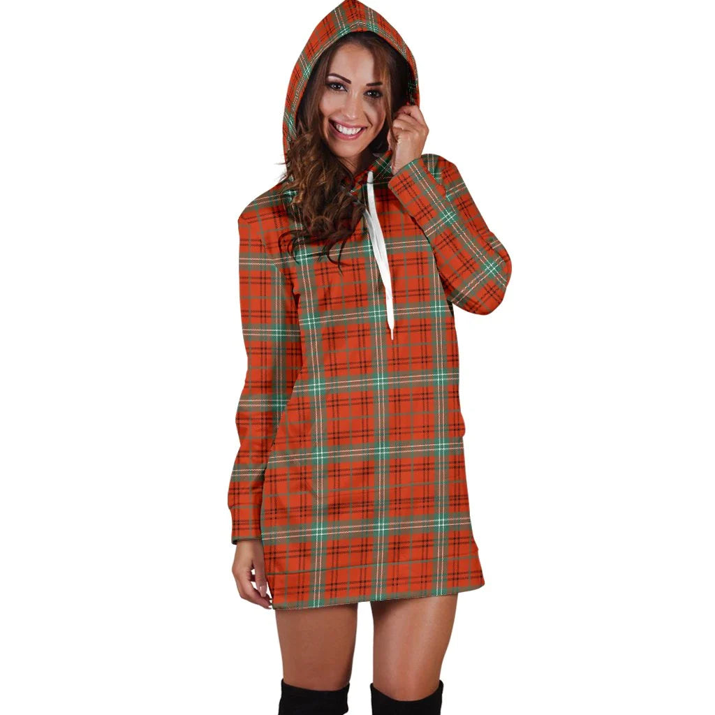 Morrison Red Ancient Tartan Plaid Hoodie Dress