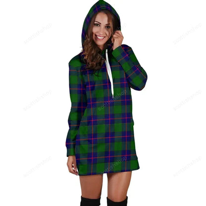 Shaw Modern Tartan Plaid Hoodie Dress