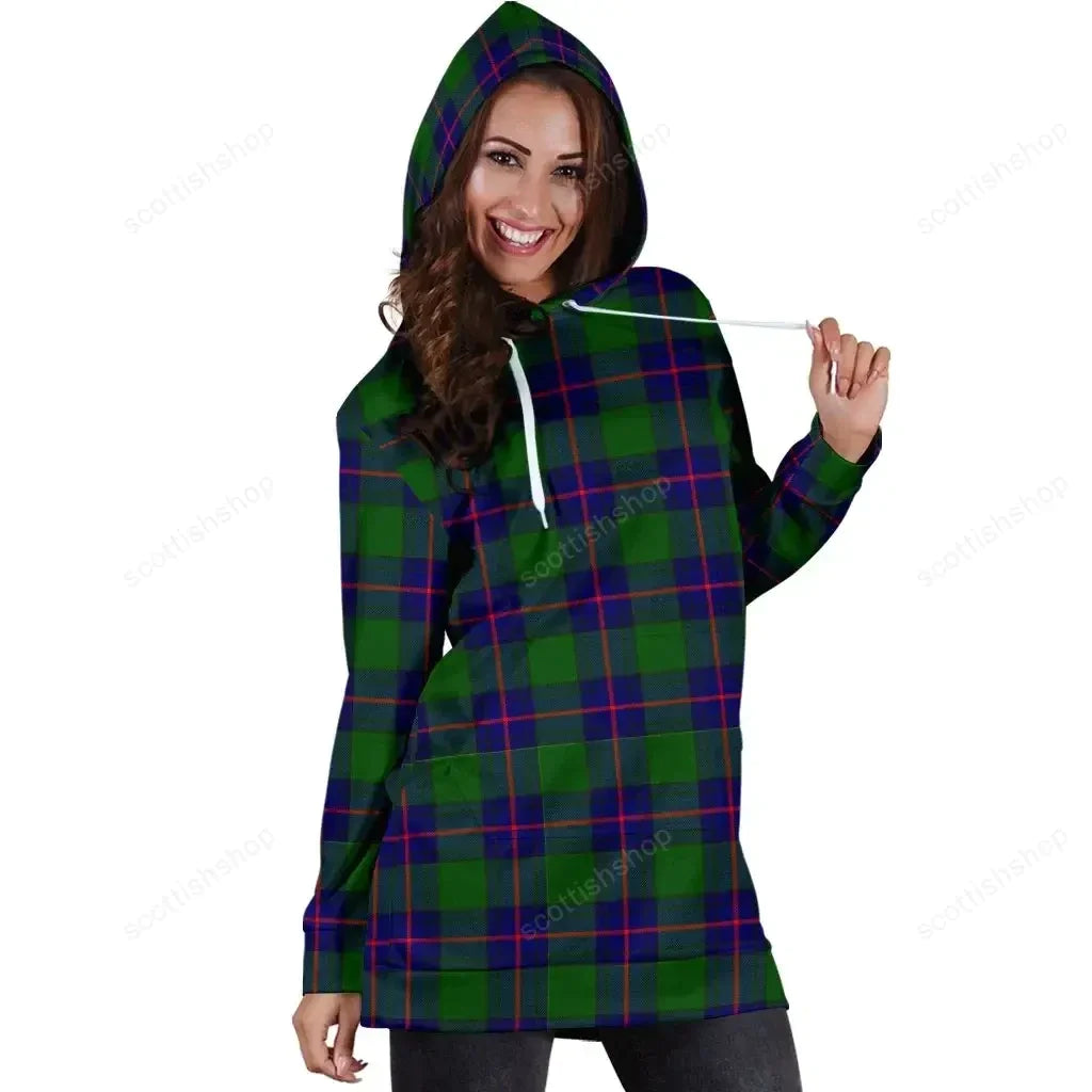 Shaw Modern Tartan Plaid Hoodie Dress