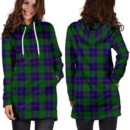 Shaw Modern Tartan Plaid Hoodie Dress