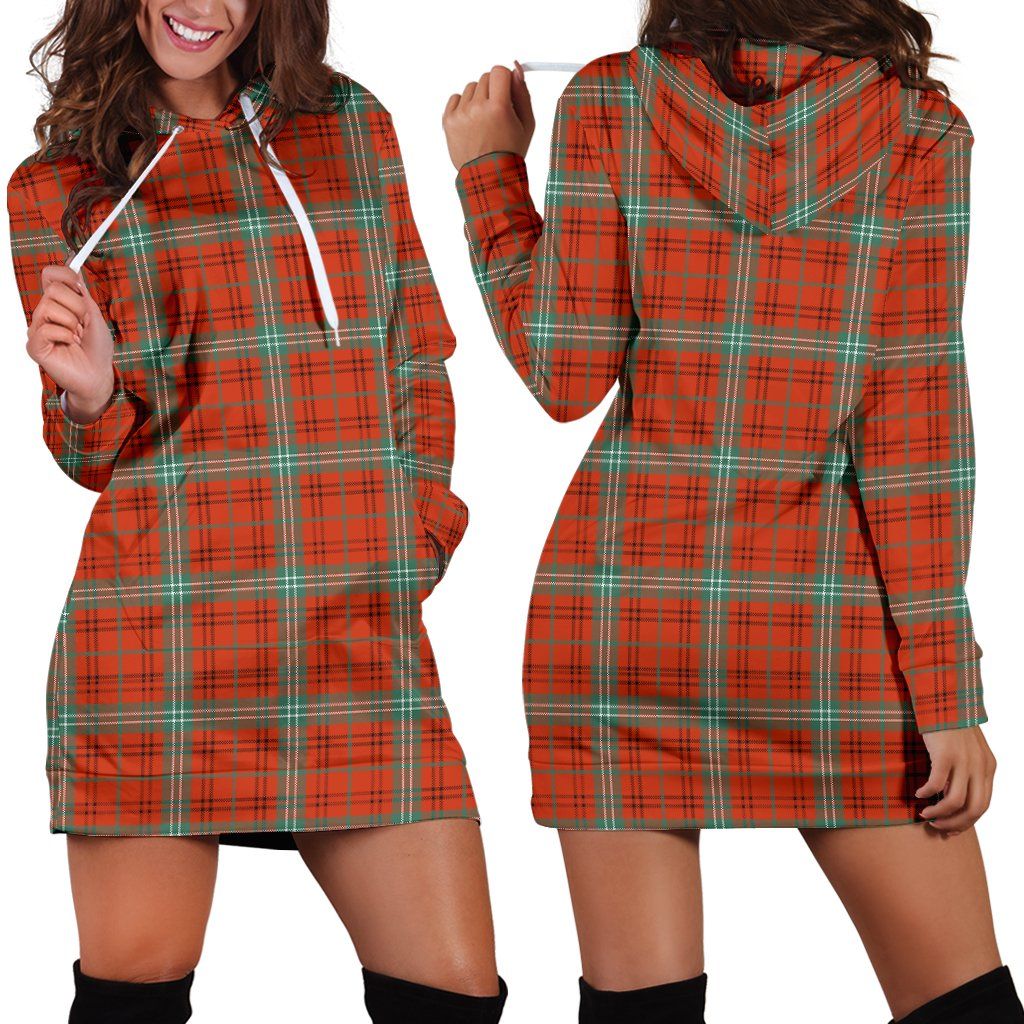 Morrison Red Ancient Tartan Plaid Hoodie Dress