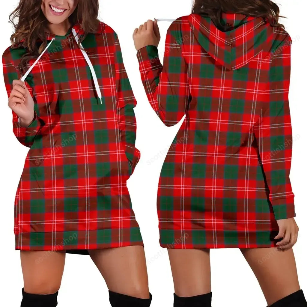 Chisholm Modern Tartan Plaid Hoodie Dress