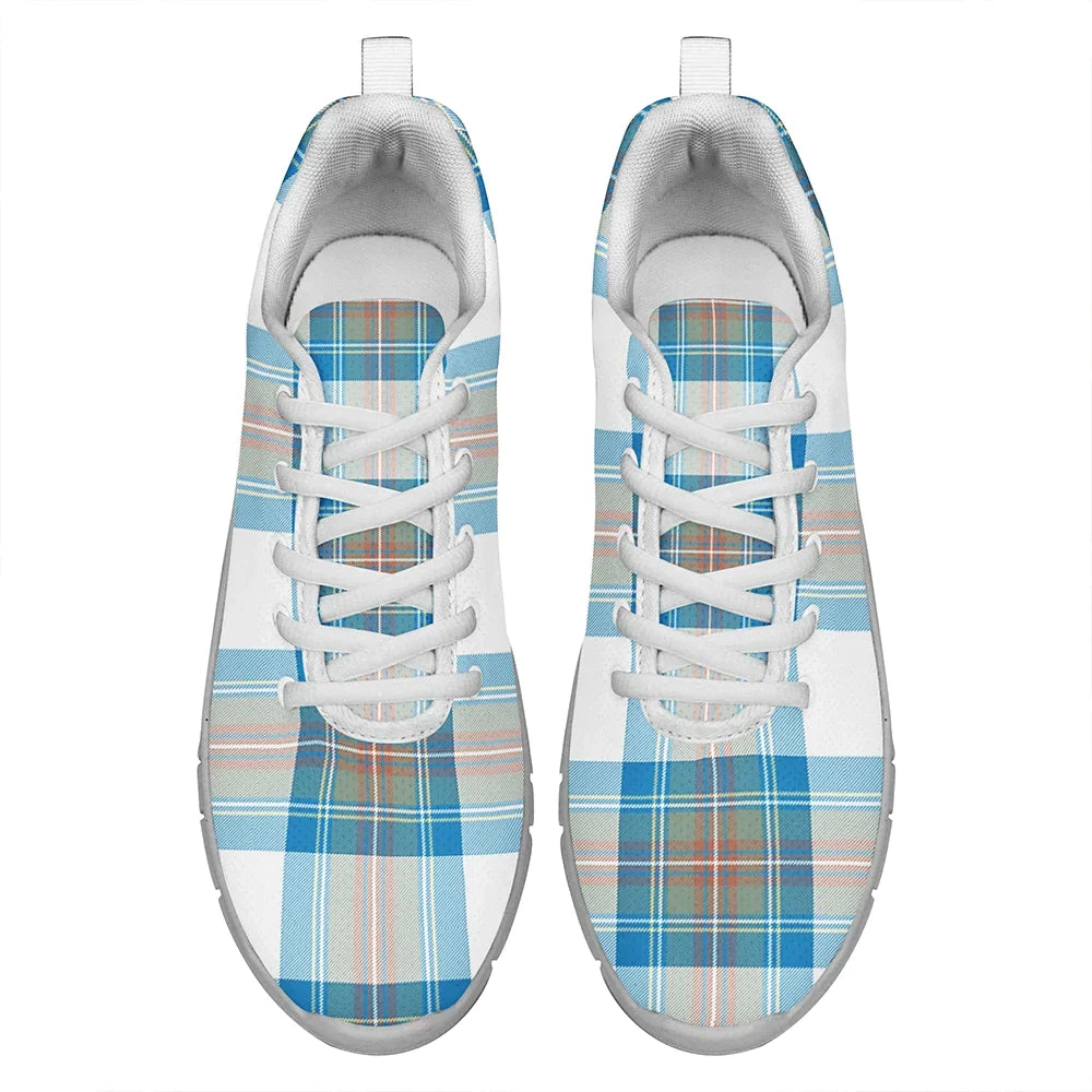 Stewart Muted Blue Tartan Plaid Sneakers