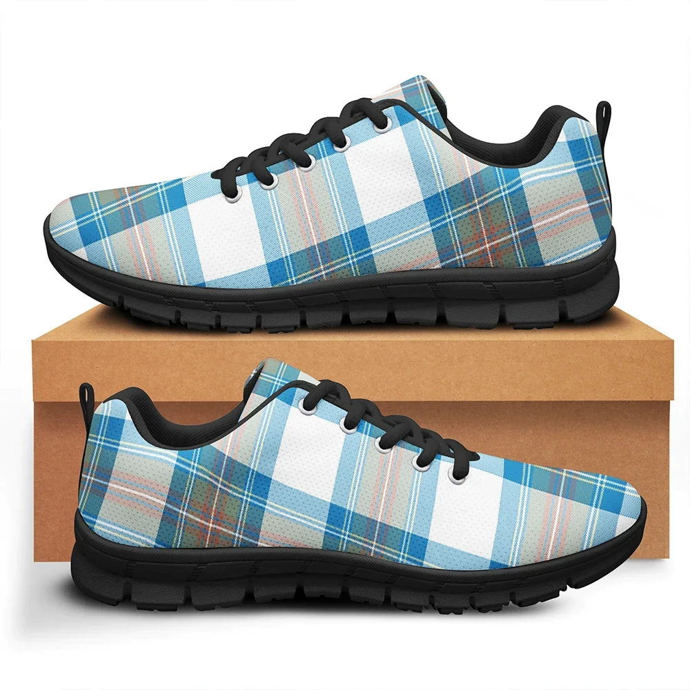 Stewart Muted Blue Tartan Plaid Sneakers