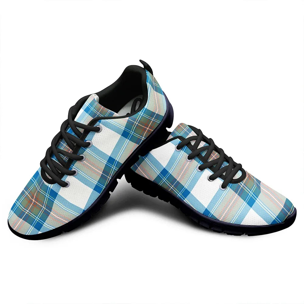 Stewart Muted Blue Tartan Plaid Sneakers