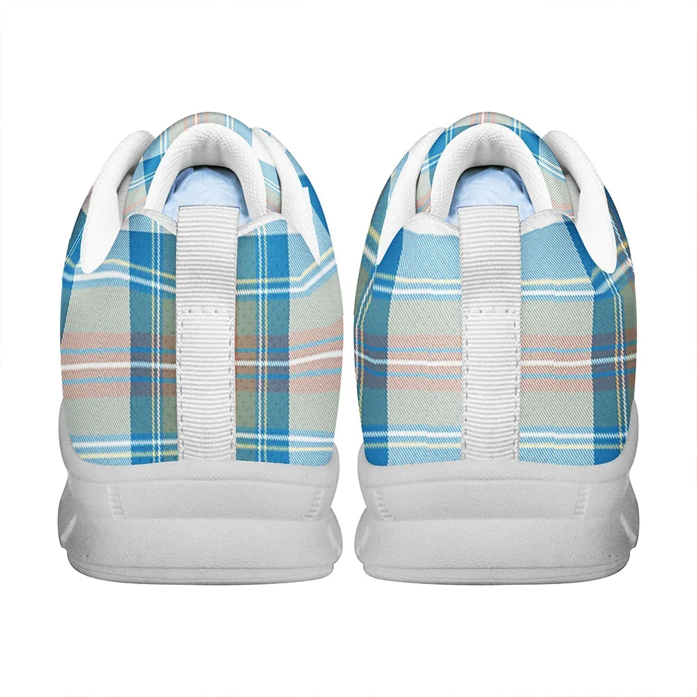 Stewart Muted Blue Tartan Plaid Sneakers