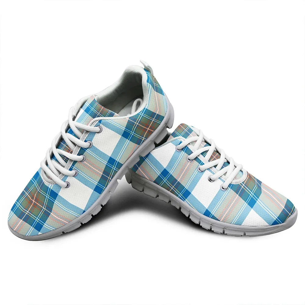 Stewart Muted Blue Tartan Plaid Sneakers