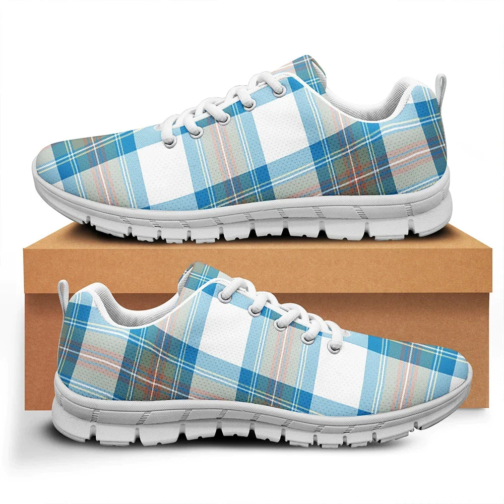 Stewart Muted Blue Tartan Plaid Sneakers