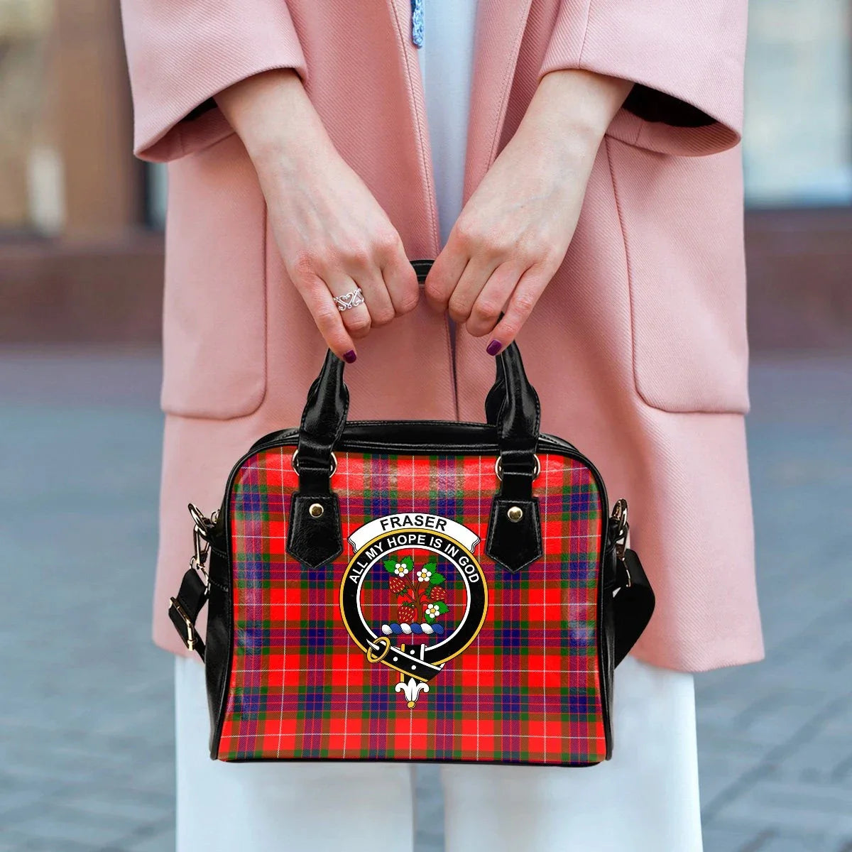 Fraser Modern Tartan Crest Shoulder Handbag