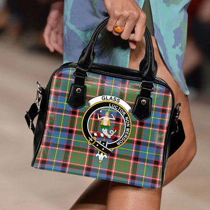 Glass Tartan Crest Shoulder Handbag