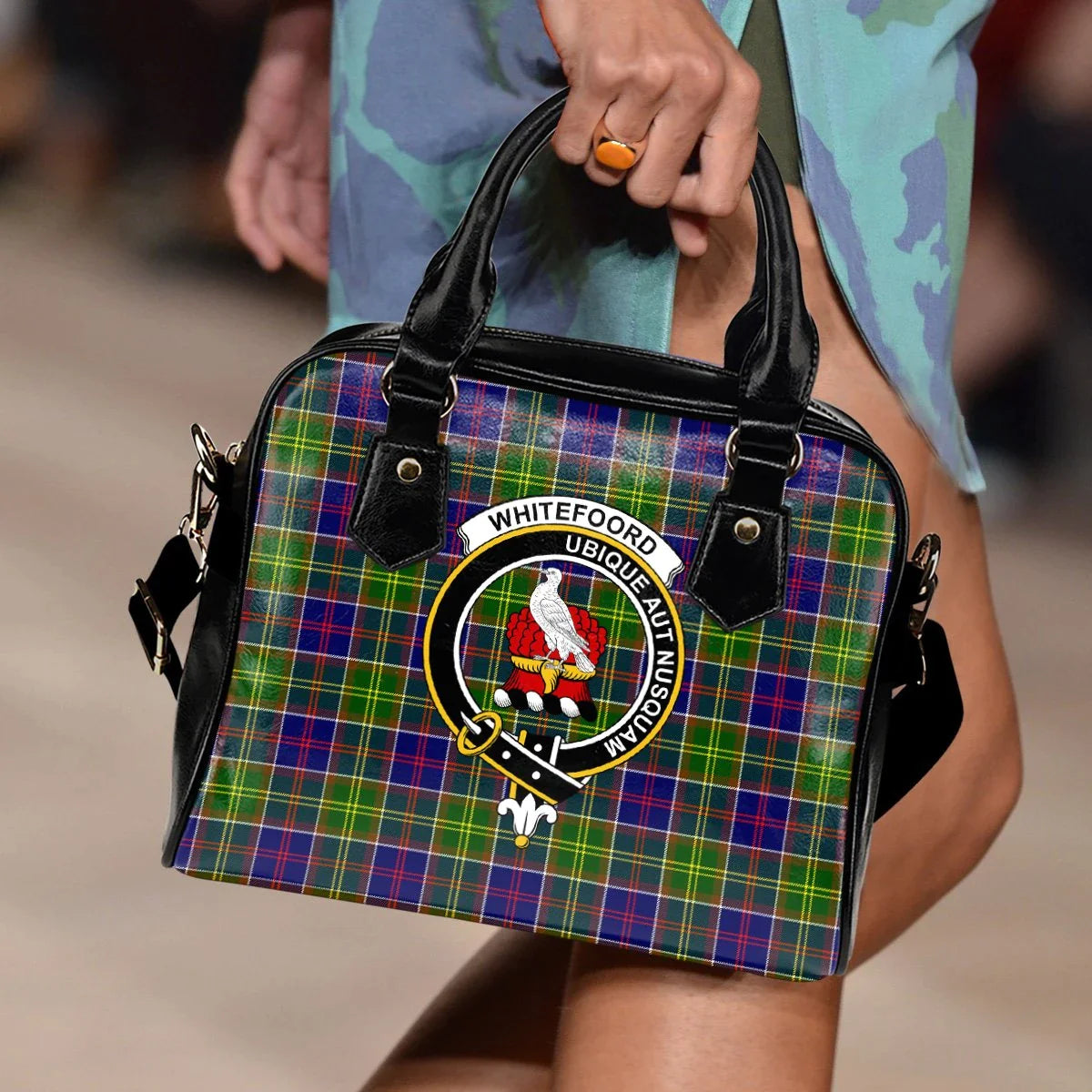 Whitefoord Modern Tartan Crest Shoulder Handbag