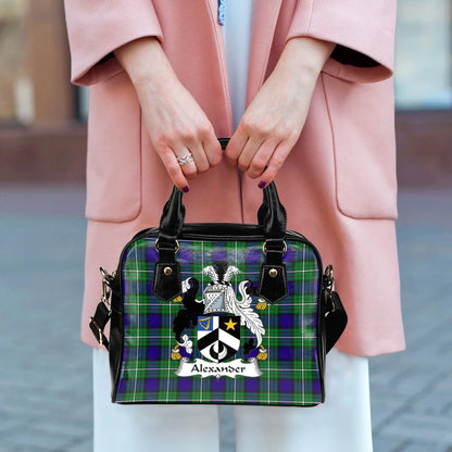 Alexander Tartan Crest Shoulder Handbag