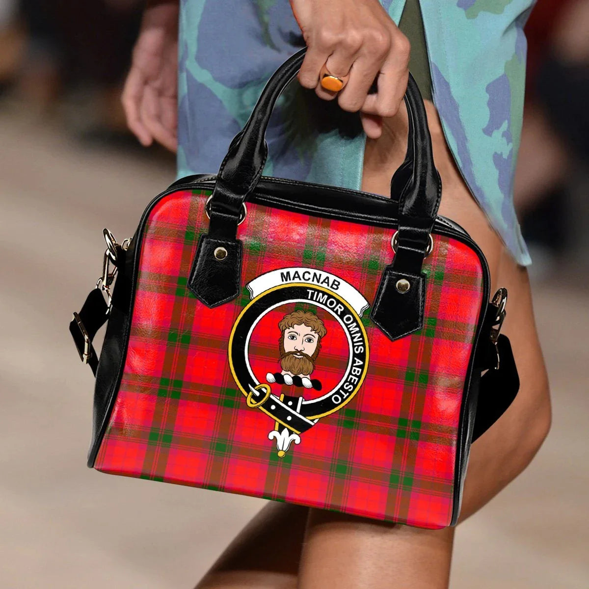 MacNab Modern Tartan Crest Shoulder Handbag