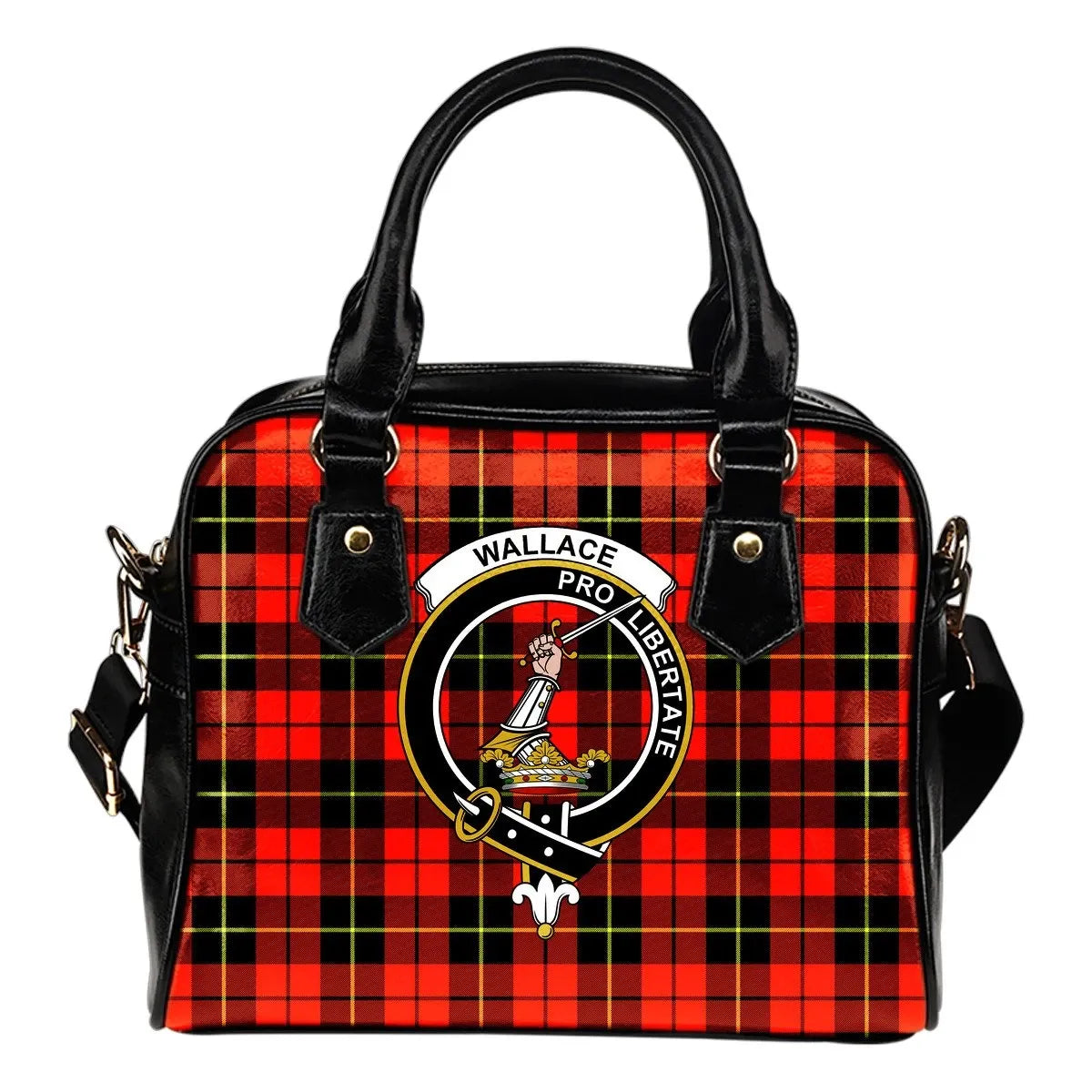 Wallace Hunting, Red Tartan Crest Shoulder Handbag