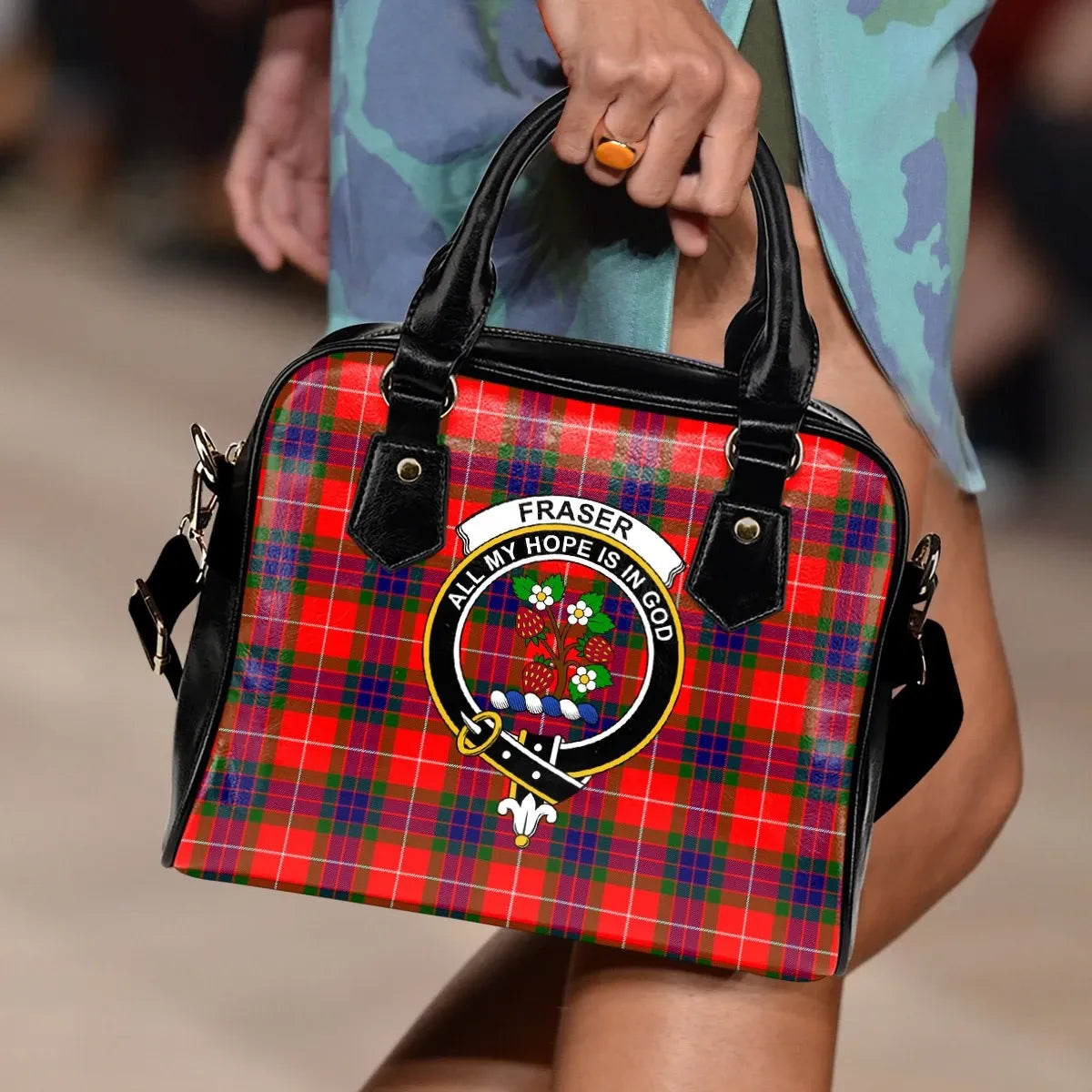 Fraser Modern Tartan Crest Shoulder Handbag