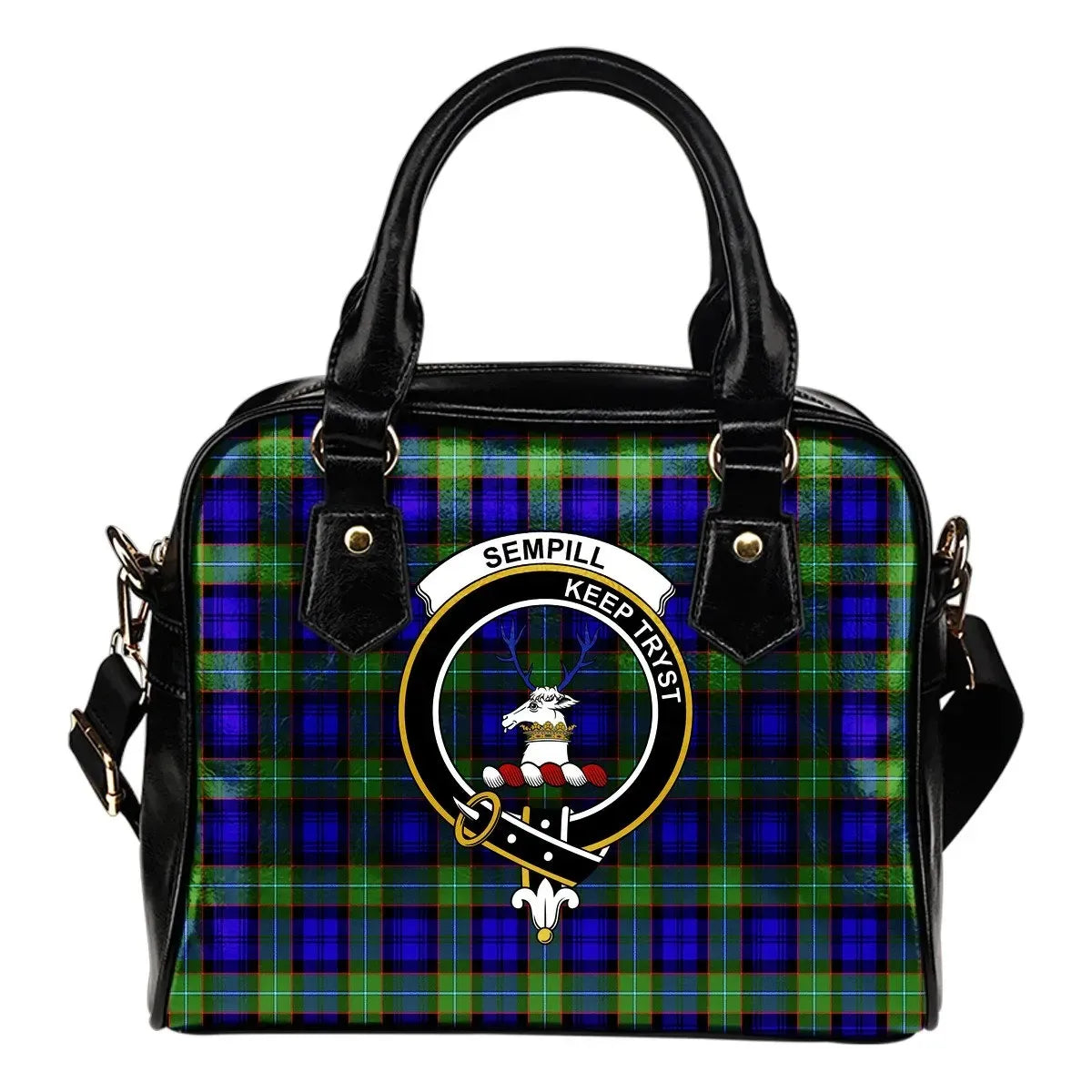 Sempill Modern Tartan Crest Shoulder Handbag