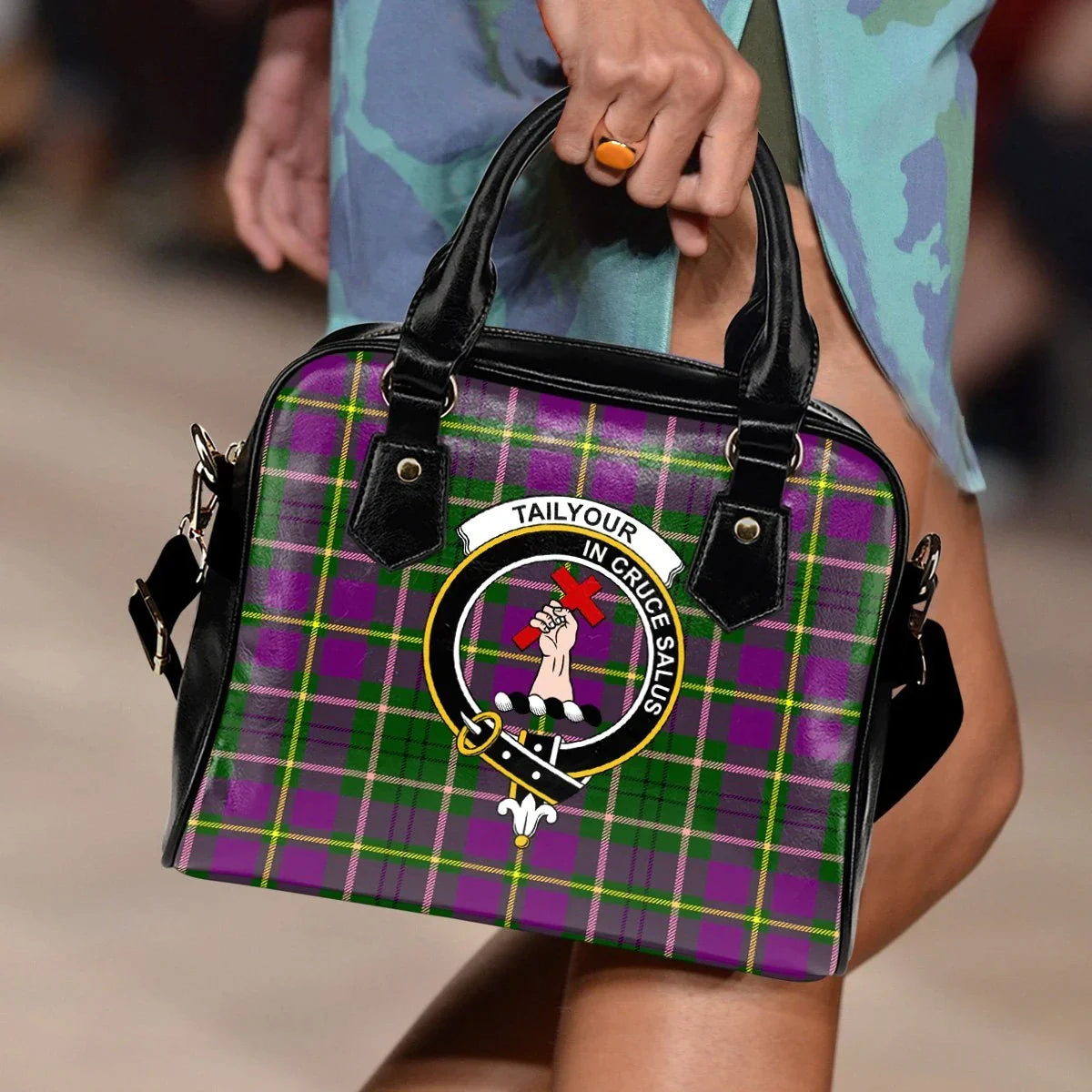 Taylor Tartan Crest Shoulder Handbag