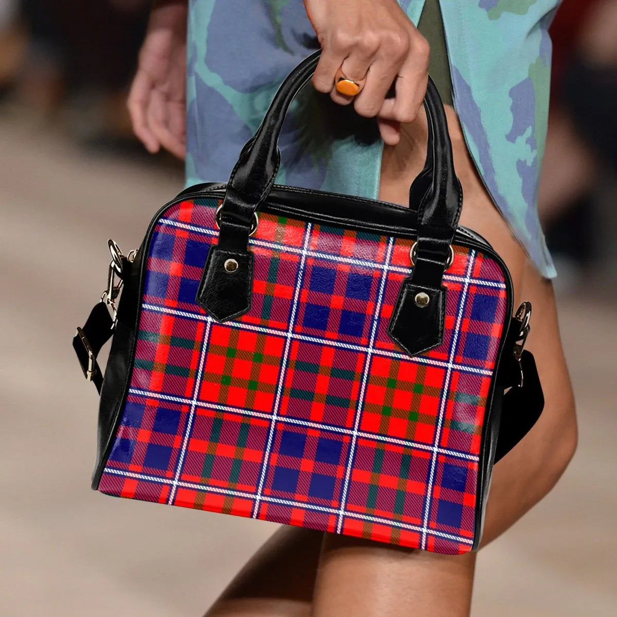 Cameron of Lochiel Modern Tartan Plaid Shoulder Handbag