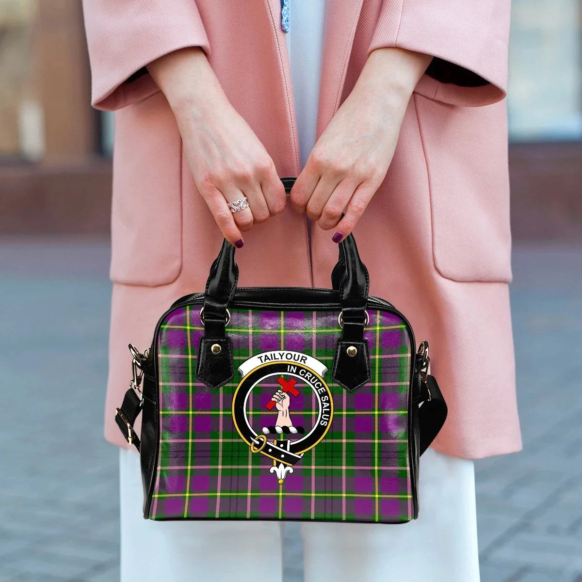 Taylor Tartan Crest Shoulder Handbag