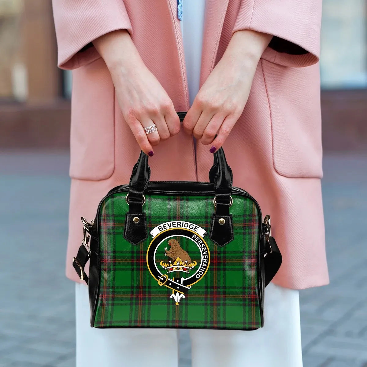 Beveridge Tartan Crest Shoulder Handbag