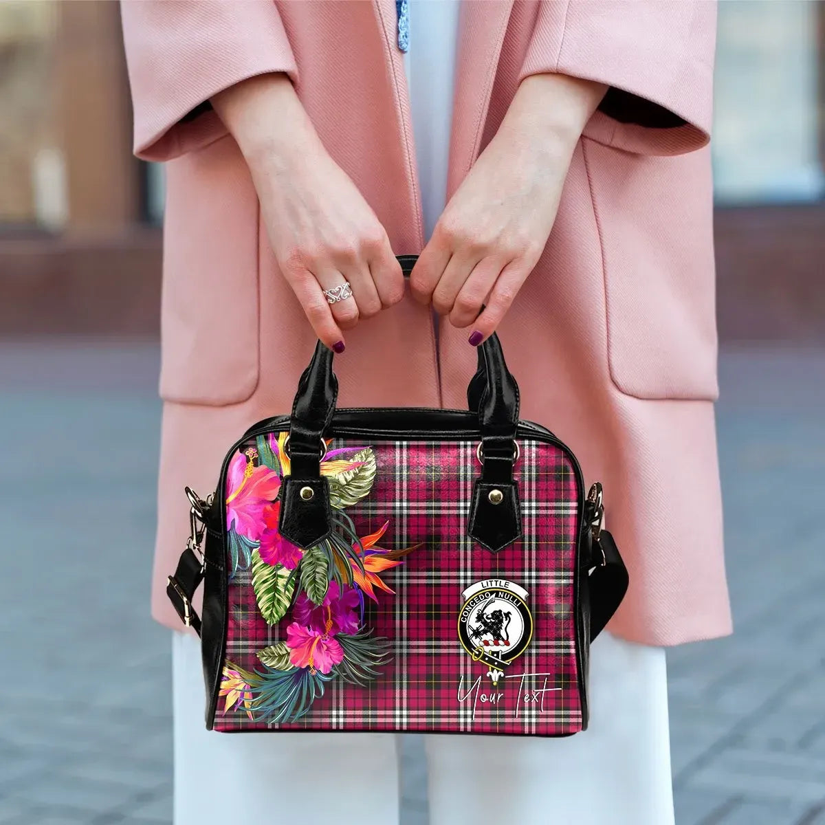 Little Tartan Hibiscus Shoulder Handbag