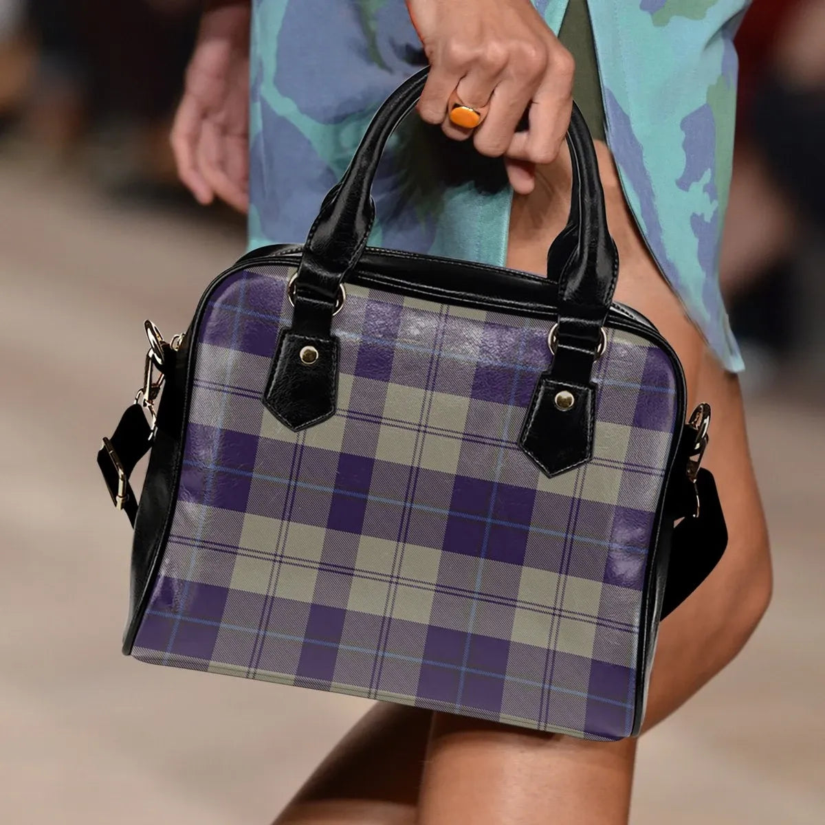 Cunningham Dress Blue Dancers Tartan Plaid Shoulder Handbag