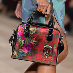 Ross Tartan Hibiscus Shoulder Handbag