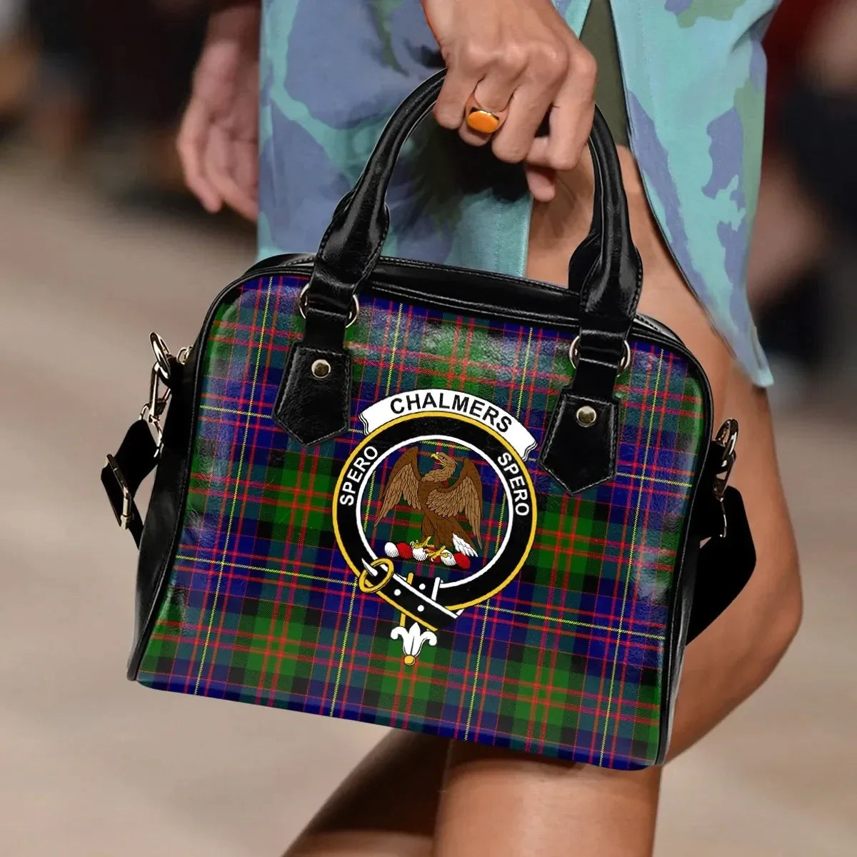 Chalmers Modern Tartan Crest Shoulder Handbag