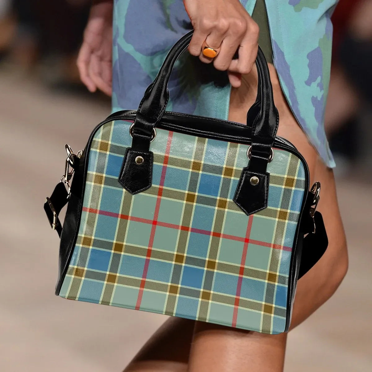 Balfour Blue Tartan Plaid Shoulder Handbag