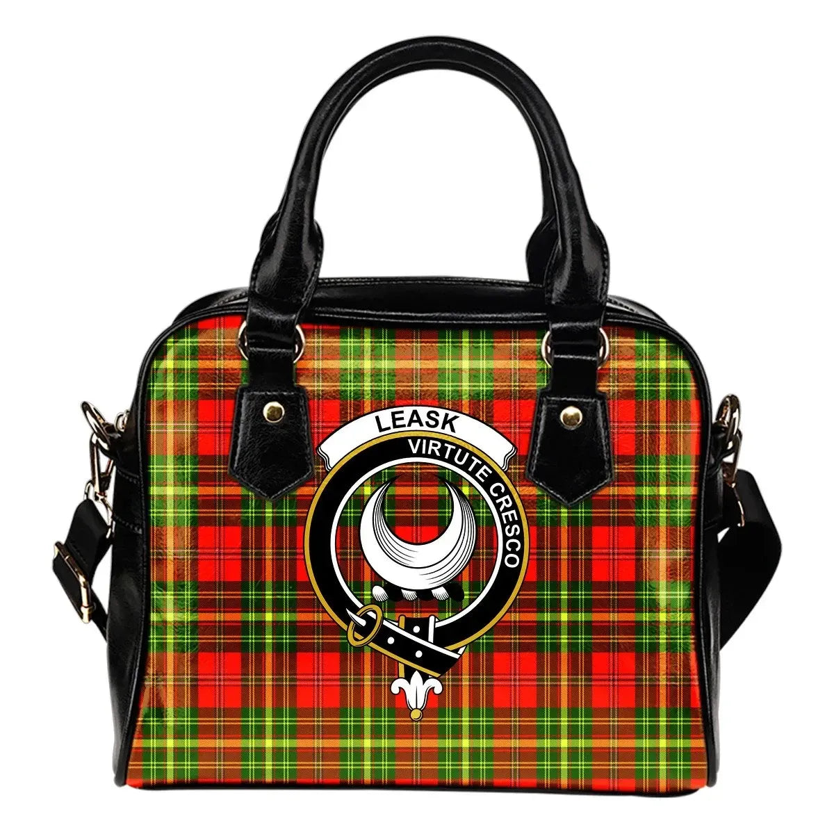 Leask Tartan Crest Shoulder Handbag