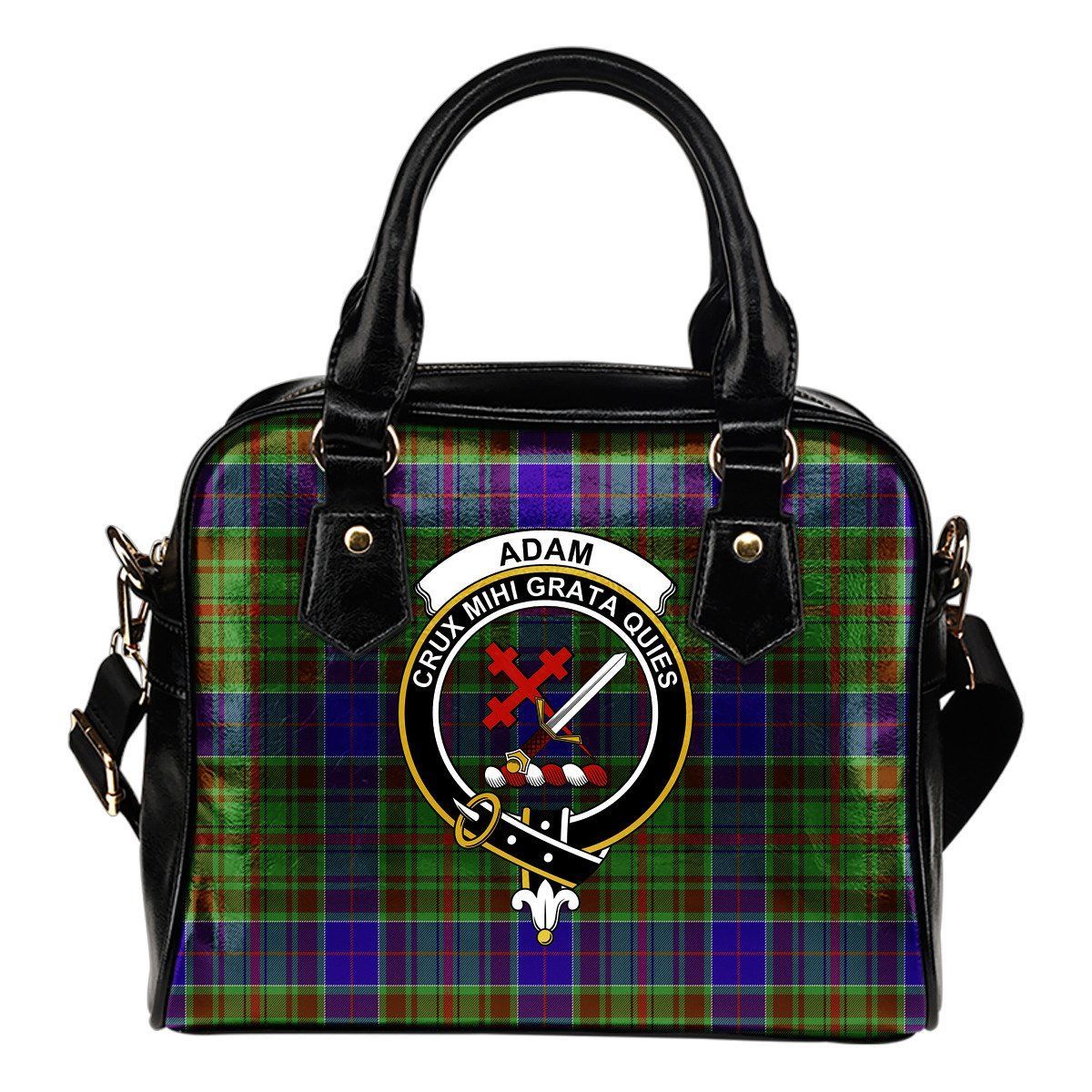 Adam Tartan Crest Shoulder Handbag