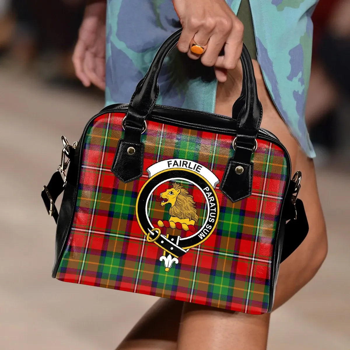 Fairlie Modern Tartan Crest Shoulder Handbag