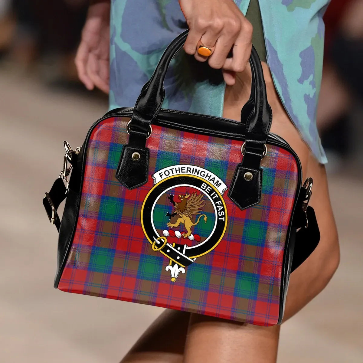 Fotheringham Modern Tartan Crest Shoulder Handbag