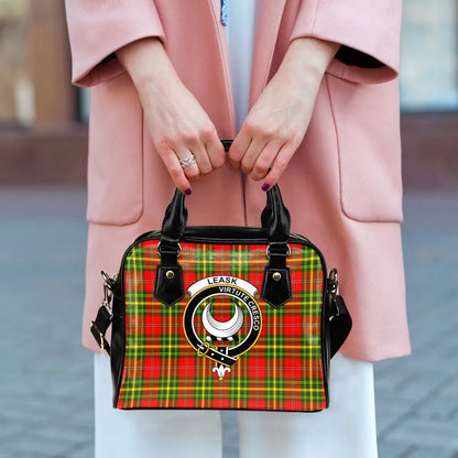 Leask Tartan Crest Shoulder Handbag