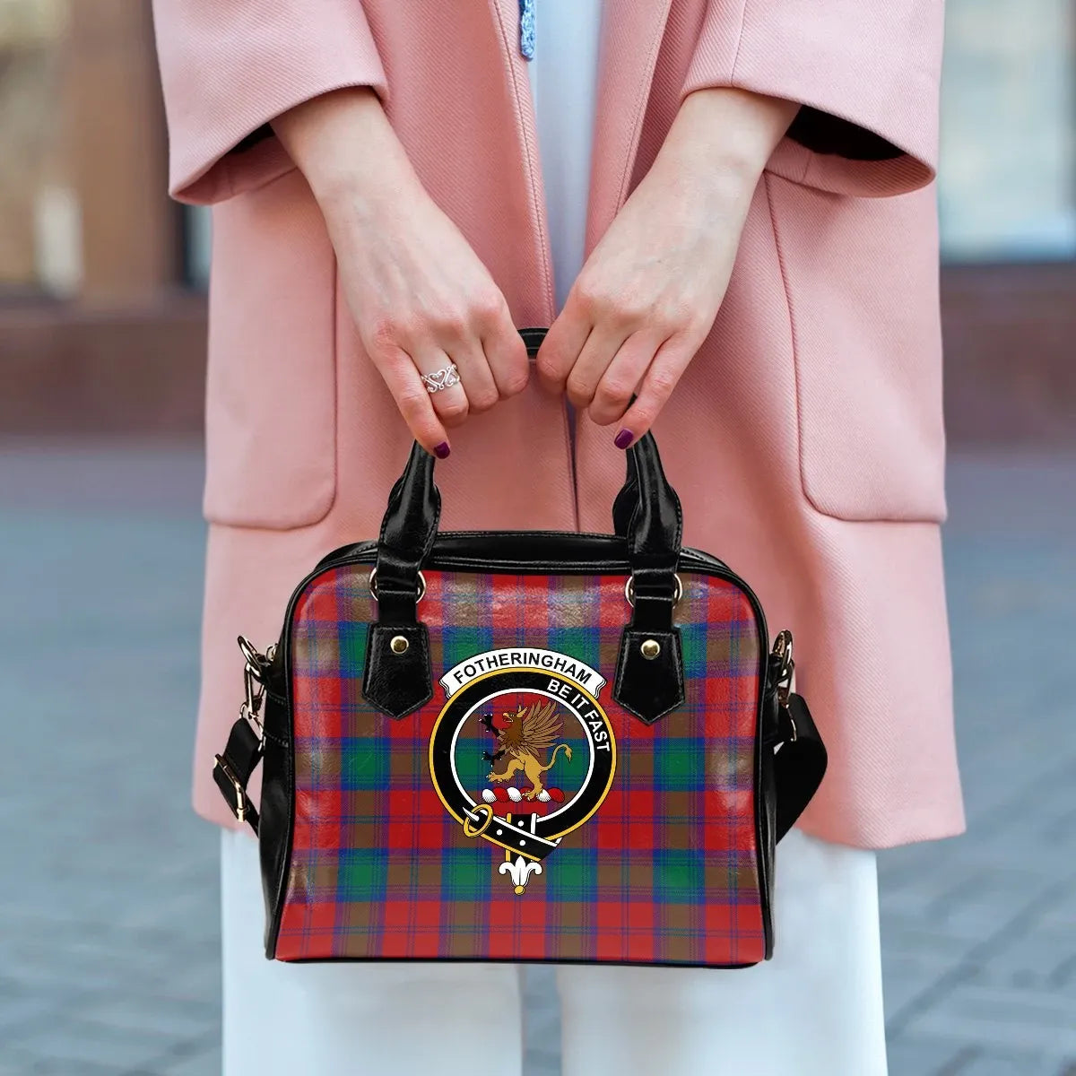 Fotheringham Modern Tartan Crest Shoulder Handbag