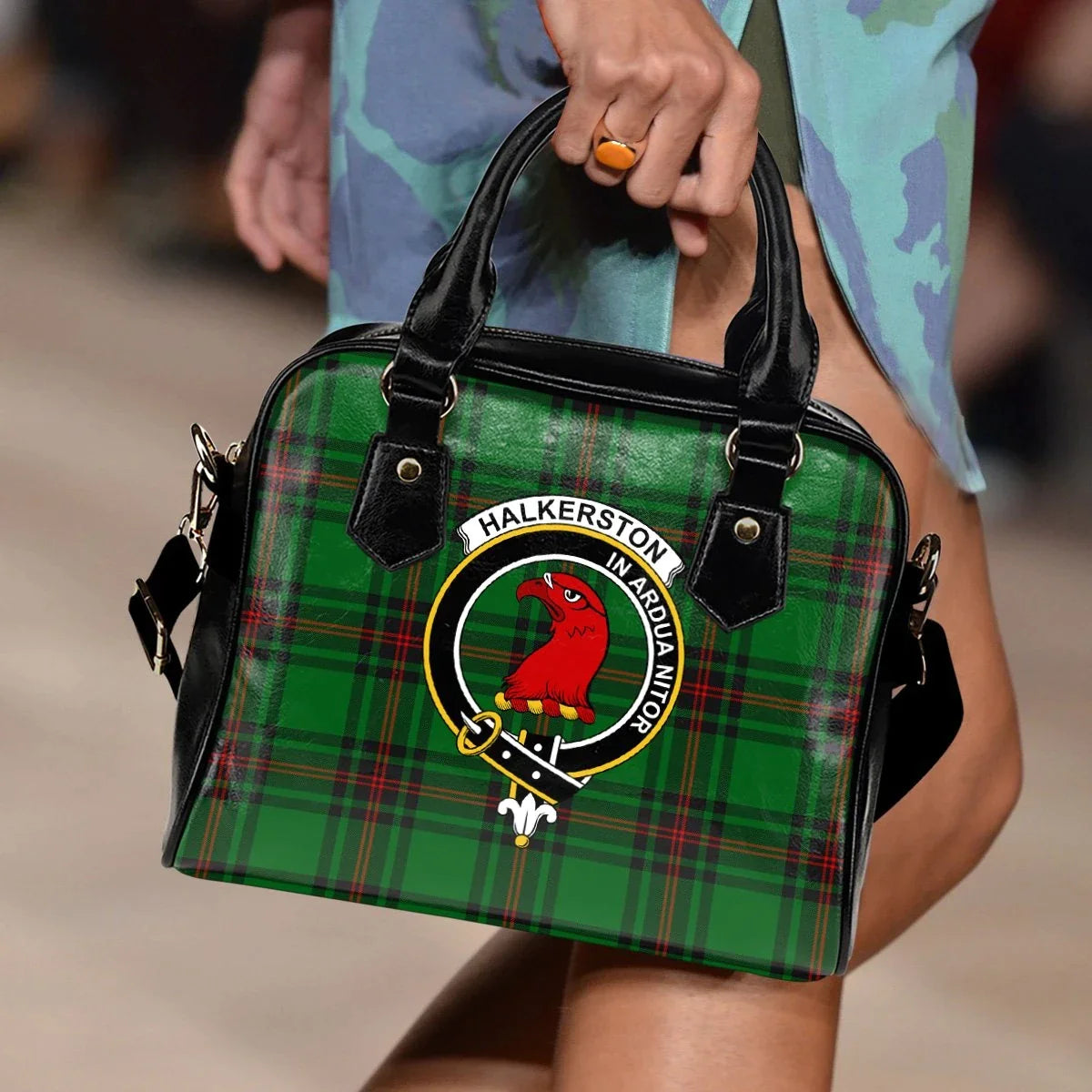 Halkerston Tartan Crest Shoulder Handbag