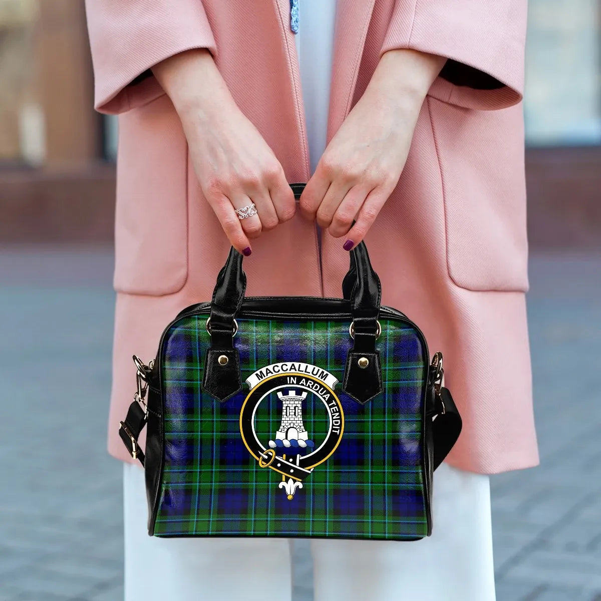 MacCallum Modern Tartan Crest Shoulder Handbag