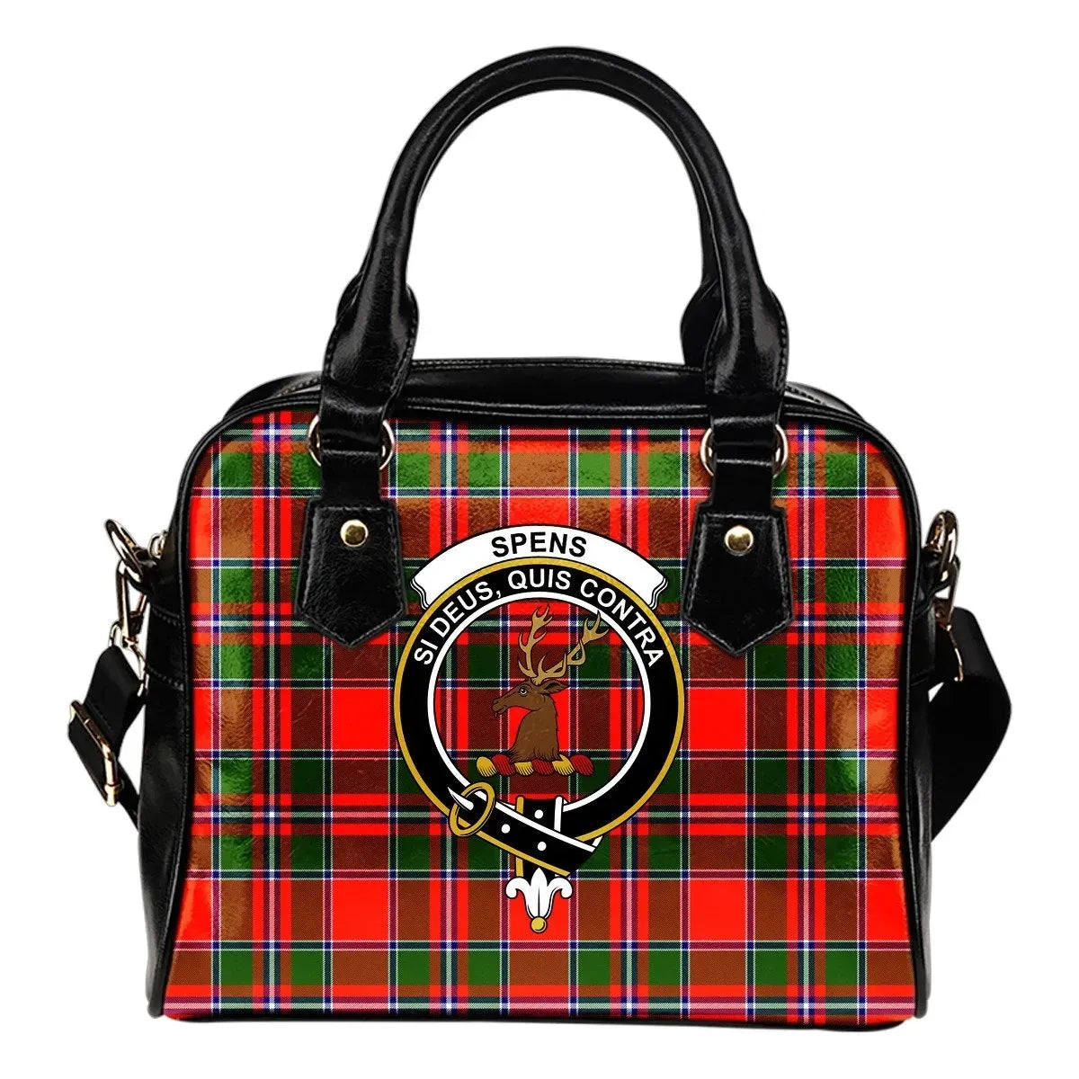 Spens Modern Tartan Crest Shoulder Handbag