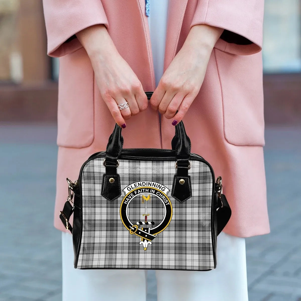 Glendinning Tartan Crest Shoulder Handbag