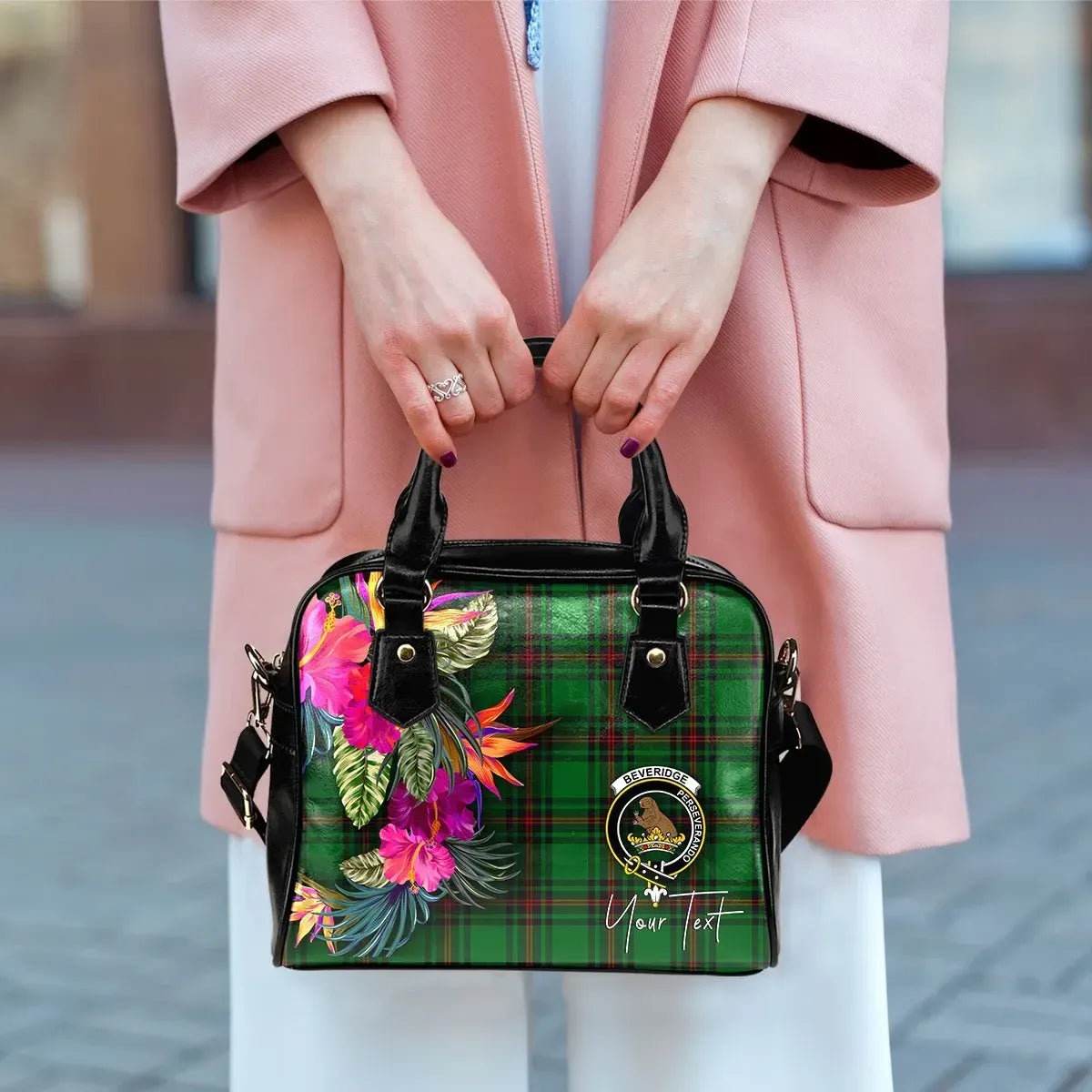 Beveridge Tartan Hibiscus Shoulder Handbag
