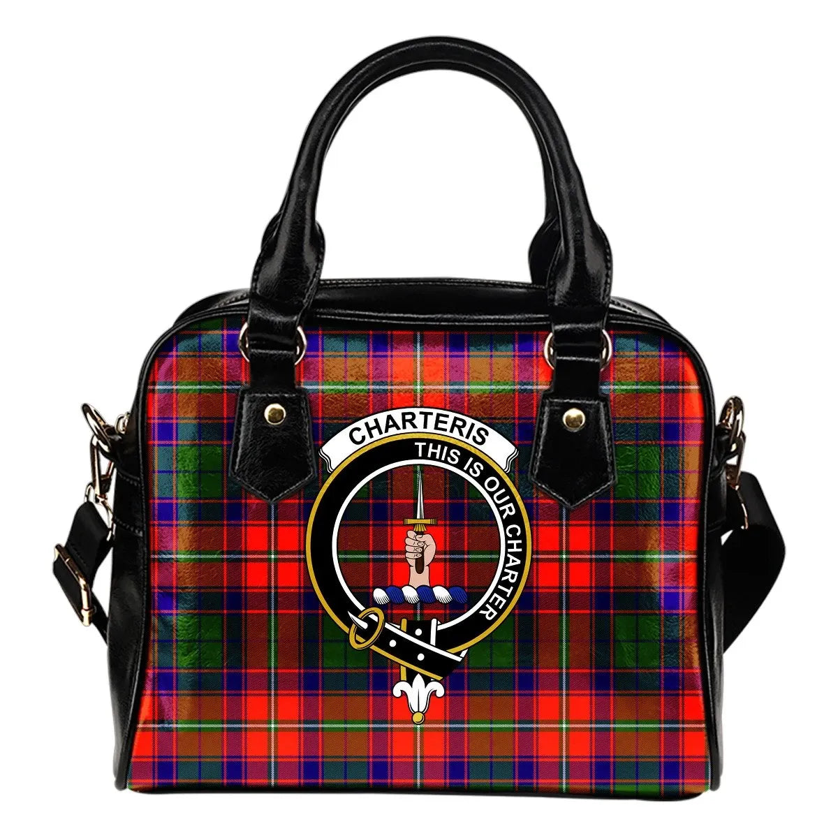 Charteris District Tartan Crest Shoulder Handbag